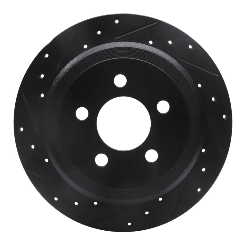 Dodge Nitro Brake Rotor (1) - Rear Left - R1 Concepts - Drilled & Slotted - Black - `07-`12